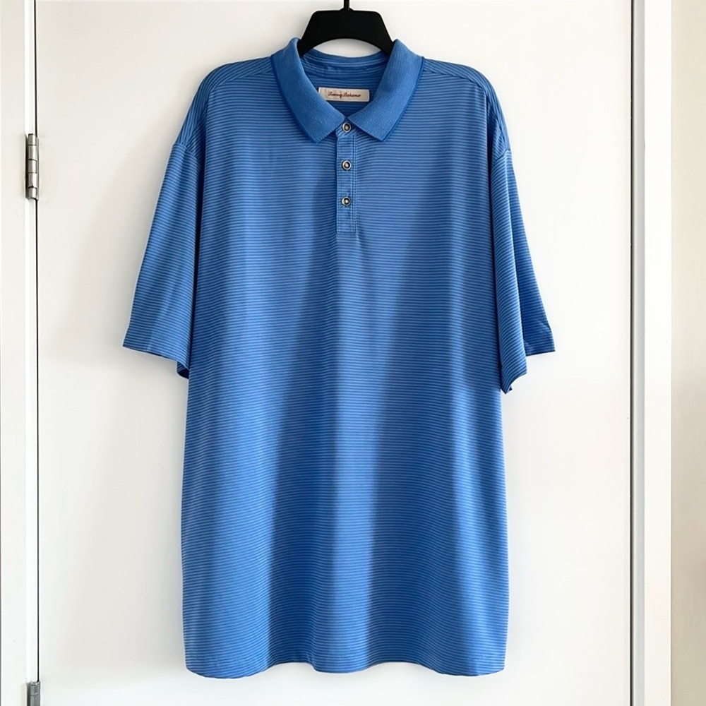 Tommy Bahama Striped Blue Polo Shirt